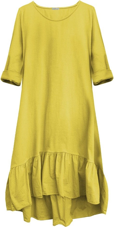 BAWEŁNIANA SUKIENKA OVERSIZE ŻÓŁTA (403ART)