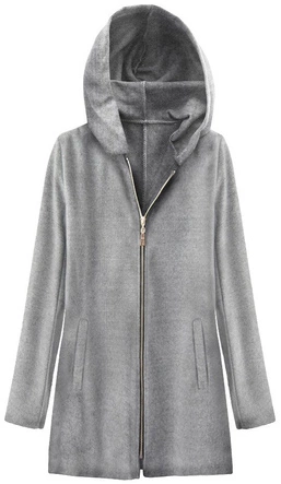 MINIMALISTYCZNY PŁASZCZ Z KAPTUREM JASNOSZARY (199ART)