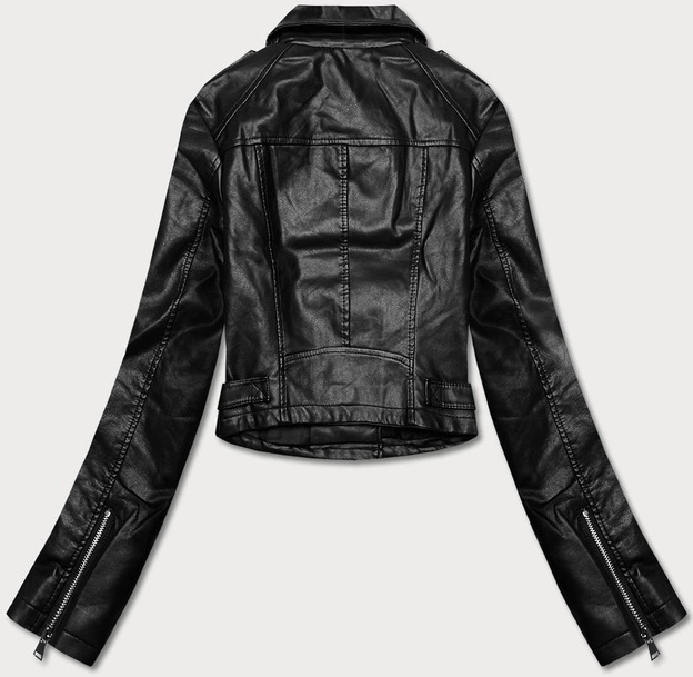 Krótka kurtka z kołnierzem czarna (11Z8039)