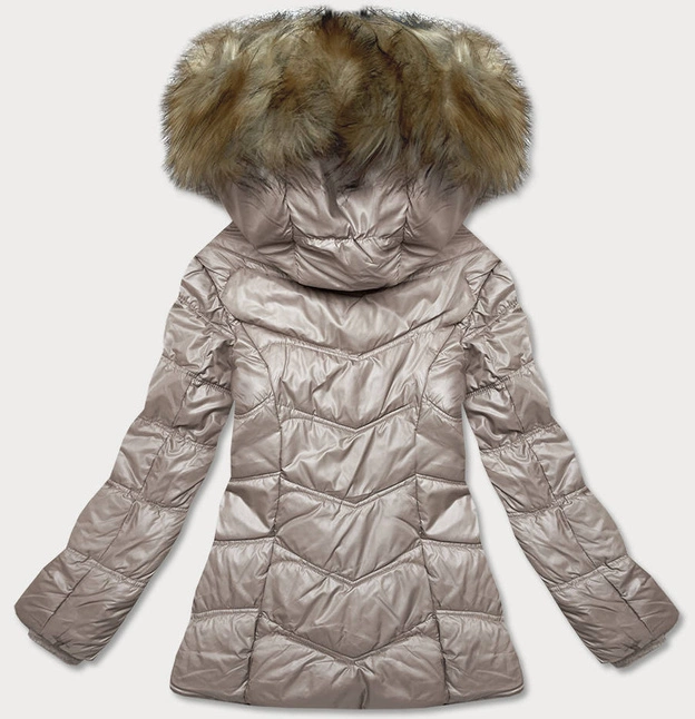 Pikowana przejściowa kurtka damska camel (H-205-1)