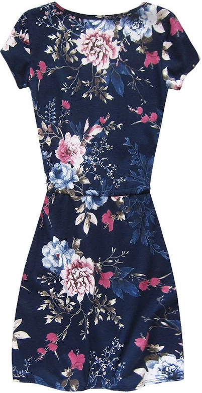 BAWEŁNIANA SUKIENKA W KWIATY GRANATOWA (9526/2)