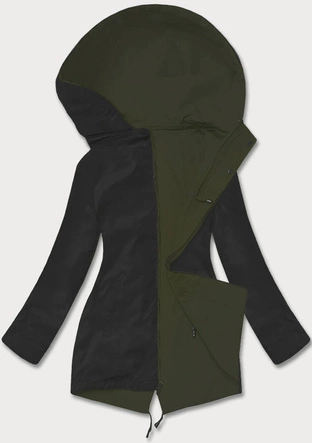 Cienka parka dwustronna damska army-czarna (16M9081-136)