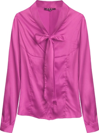 SATYNOWA KOSZULA Z WIĄZANĄ STÓJKĄ AMARANTOWA (1064)