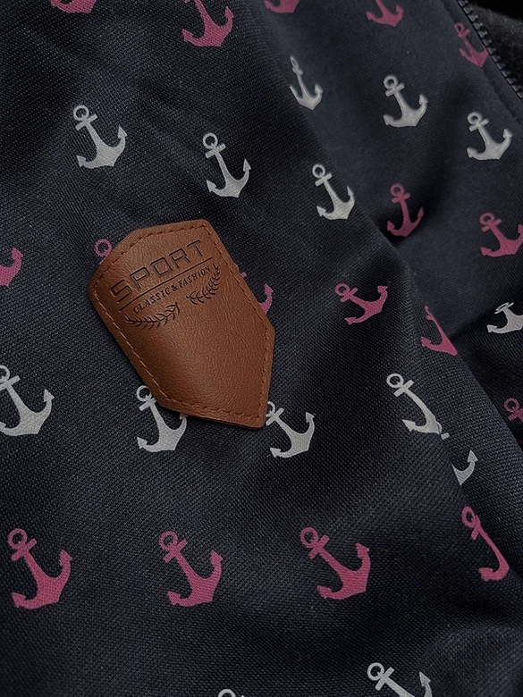 Ciepła rozpinana bluza w kotwice ciemny granat (2307)