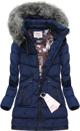 PIKOWANA KURTKA Z KAPTUREM GRANATOWA (W522)