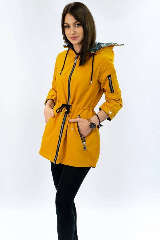 DWUSTRONNA KURTKA Z KAPTUREM ŻÓŁTA (W646)
