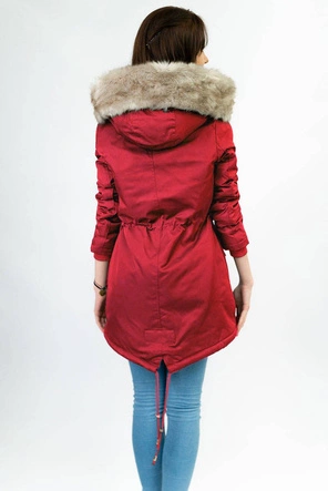 DAMSKA PARKA ZIMOWA NA FUTERKU CZERWONA (B508)