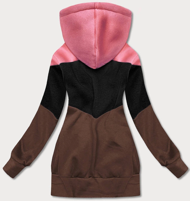 KOLOROWA BLUZA DAMSKA RÓŻ-CZARNY-BRĄZ (AMG-39)