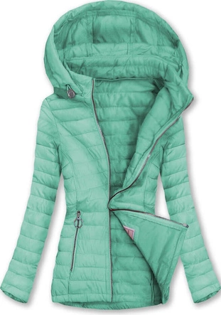 PIKOWANA KURTKA Z KAPTUREM MIĘTOWA (W629)