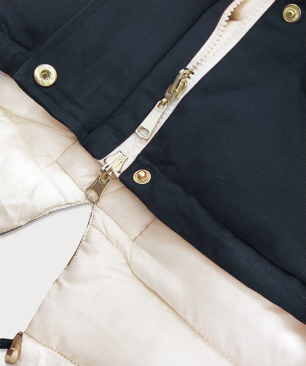 DWUSTRONNA PARKA GRANATOWA-ECRU (B507)