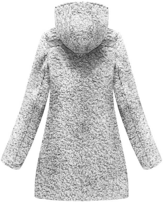 PŁASZCZ Z ASYMETRYCZNYM ZAMKIEM BIAŁY MELANŻ (174ART)