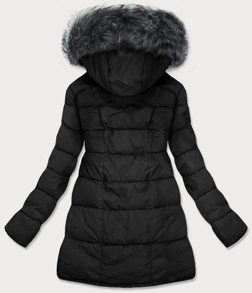 DAMSKA KURTKA PIKOWANA ZIMOWA Z KAPTUREM CZARNA (17-032)