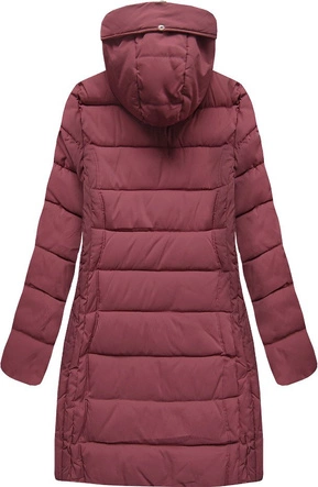 DŁUŻSZA PIKOWANA DAMSKA KURTKA ZIMOWA Z KAPTUREM RÓŻOWA (B9502)