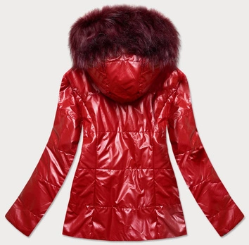 LEKKA ZIMOWA KURTKA DAMSKA METALICZNA CZERWONA (721ART)