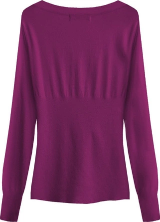 SWETER Z OZDOBNYMI KAMIENIAMI BURGUNDOWY (X1115X)