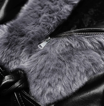 RAMONESKA Z FUTRZANYM KOŁNIERZEM CZARNO-SZARA (B9737-109)