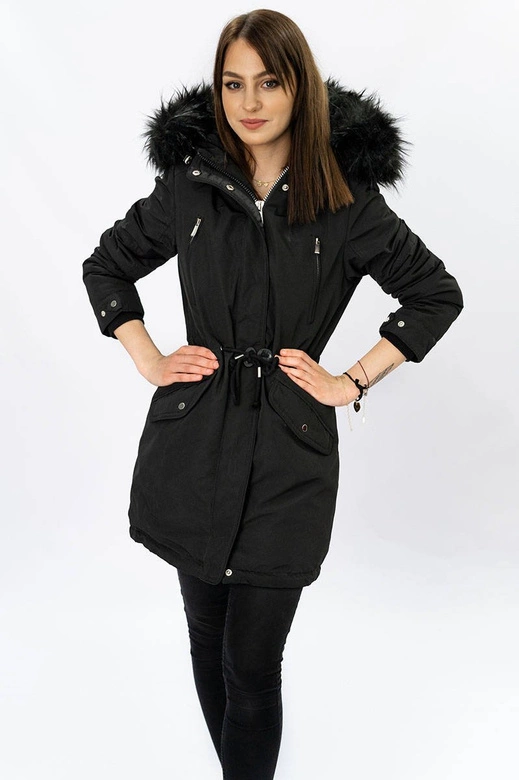 DAMSKA PARKA ZIMOWA NA MISIU CZARNA (W378)
