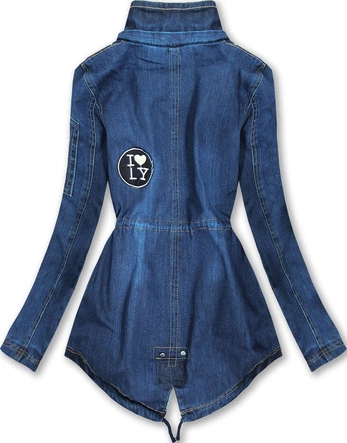 KURTKA JEANSOWA Z NASZYWKAMI CIEMNONIEBIESKA 2 (W523)