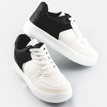 Dwukolorowe sneakersy damskie biało-czarne (xwh2120x)