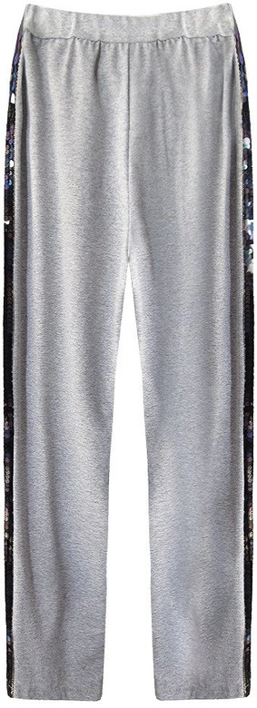 BAWEŁNIANE SPODNIE Z CEKINOWYMI LAMPASAMI JASNOSZARE (210ART)