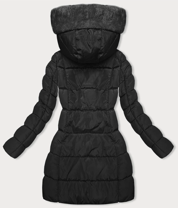 Zimowa kurtka z kapturem czarna (2M-231)