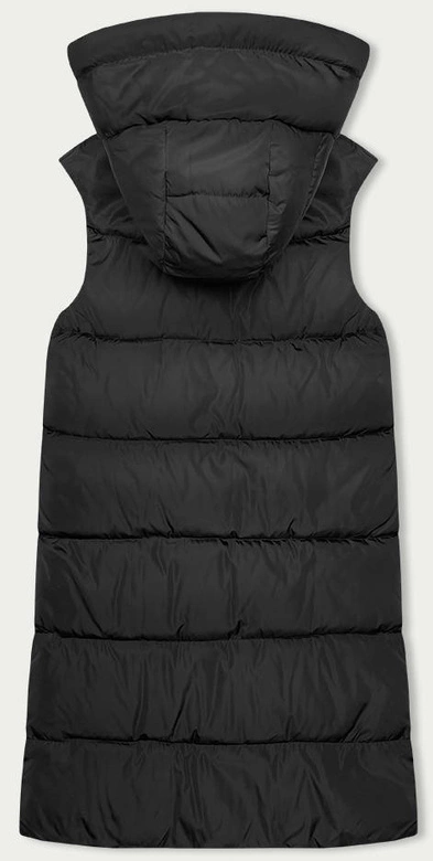Długa kamizelka damska dwustronna czarna-khaki (B8248-1)