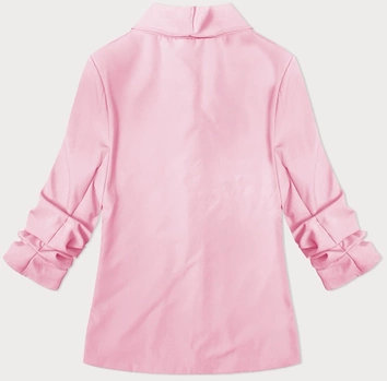 Cienka marynarka z marszczonymi rękawami jasny róż (22-356)