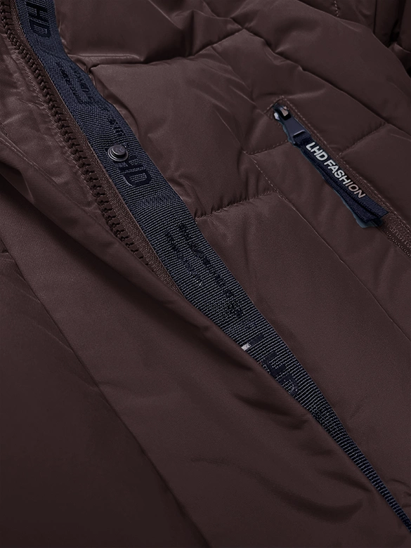 Pikowana kurtka zimowa damska LHD brązowa (LHD-24572)