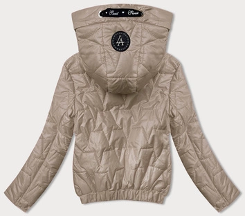 Krótka kurtka damska ze ściągaczem beżowa (B8219-46)