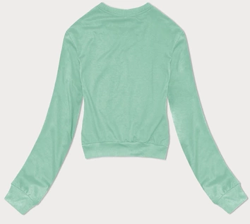 Cienka krótka bluza dresowa damska miętowa (8B938-61)