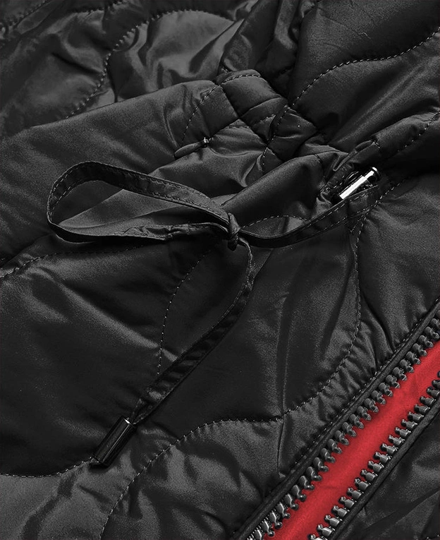 Pikowana kurtka dwustronna damska czarno-czerwona (mhm-w589)