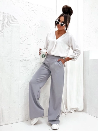 Eleganckie spodnie damskie szare (8247)