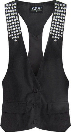 KRÓTKA ELEGANCKA KAMIZELKA CZARNA (X1228X)