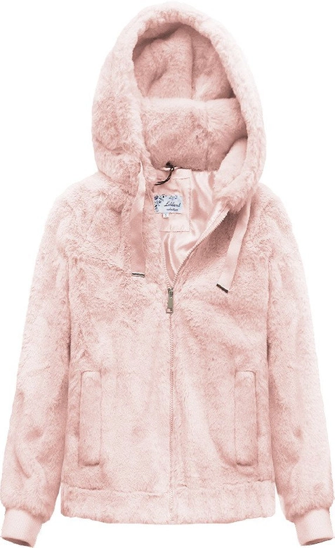 PLUSZOWA KURTKA Z KAPTUREM PUDROWY RÓŻ (2019)