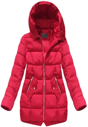 PIKOWANA KURTKA Z KAPTUREM CZERWONA (B1050-30)