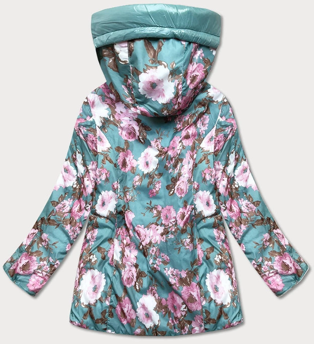 Dwustronna kurtka damska kwiaty miętowa (pc-7509-253)