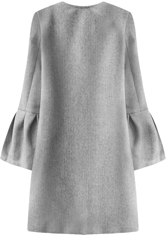 PŁASZCZ Z BUFIASTYMI RĘKAWAMI JASNOSZARY (18133)