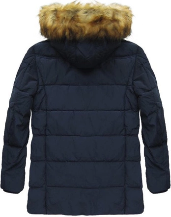 KURTKA ZIMOWA Z PUCHEM NATURALNYM GRANATOWA (5015)