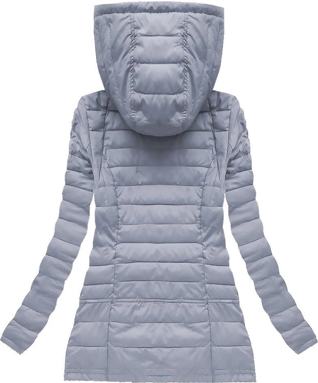 PIKOWANA KURTKA Z KAPTUREM SZARONIEBIESKA (W623BIG)