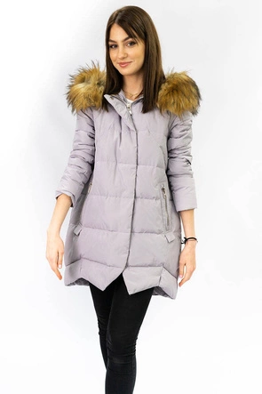 KURTKA DAMSKA ZIMOWA Z PUCHEM NATURALNYM WRZOSOWA (8071)