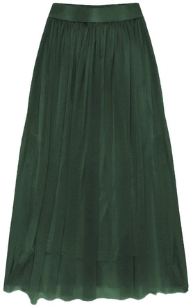 TIULOWA SPÓDNICA O DŁUGOŚCI MAXI CIEMNOZIELONA (149ART)