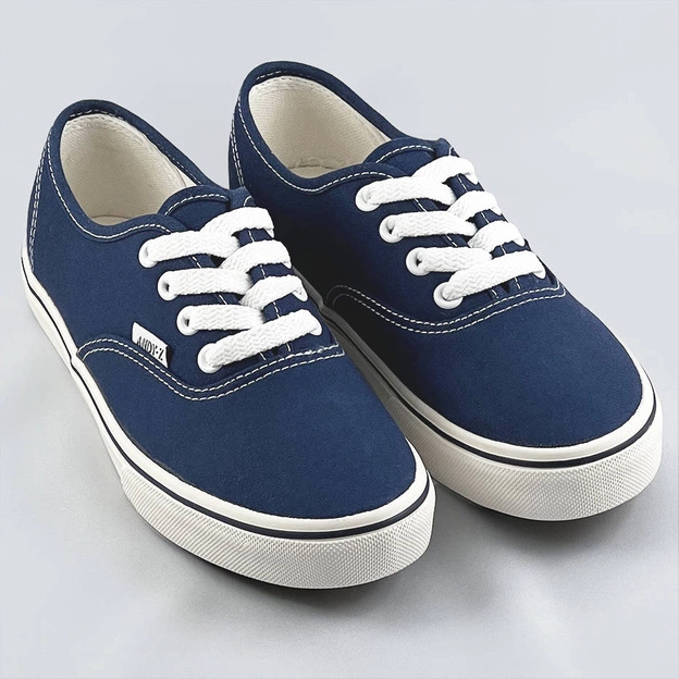 Sznurowane tenisówki damskie granatowe (a8865)