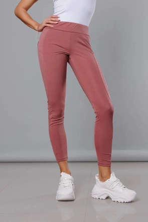 Legginsy treningowe damskie brudny różowy (54350)