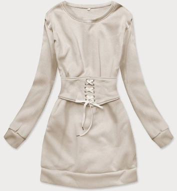 DŁUGA BLUZA DAMSKA Z GORSETEM BEŻOWA (725ART)