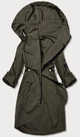 Cienka narzutka damska z kapturem khaki (B8118-11)