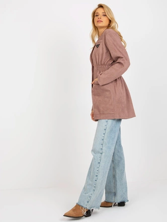 Damski cienki płaszcz - marynarka brudny róż (509128)