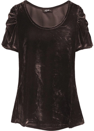 BLUZKA Z BUFIASTYMI RAMIONAMI BRĄZOWA (3681)