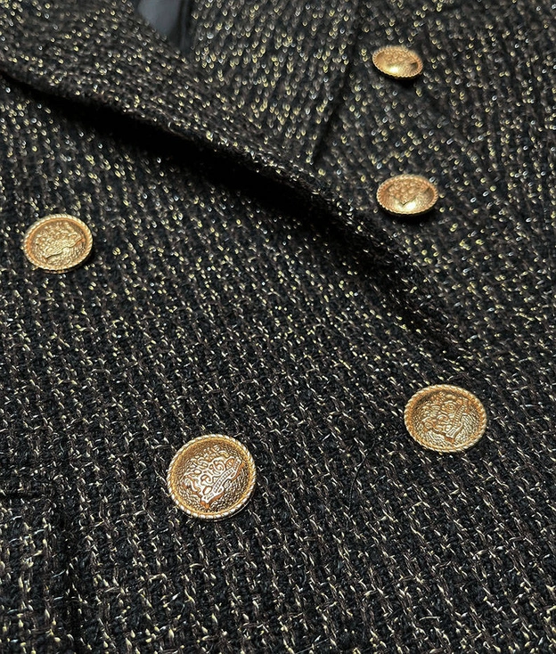 Dwurzędowa marynarka z guzikami czarno-brązowa (AG3-1981)