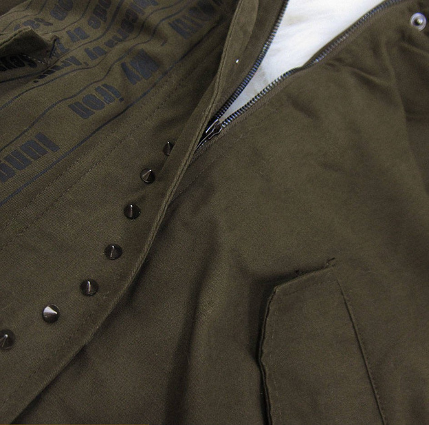 KURTKA PARKA DAMSKA ZIMOWA KHAKI-BIAŁA (613)