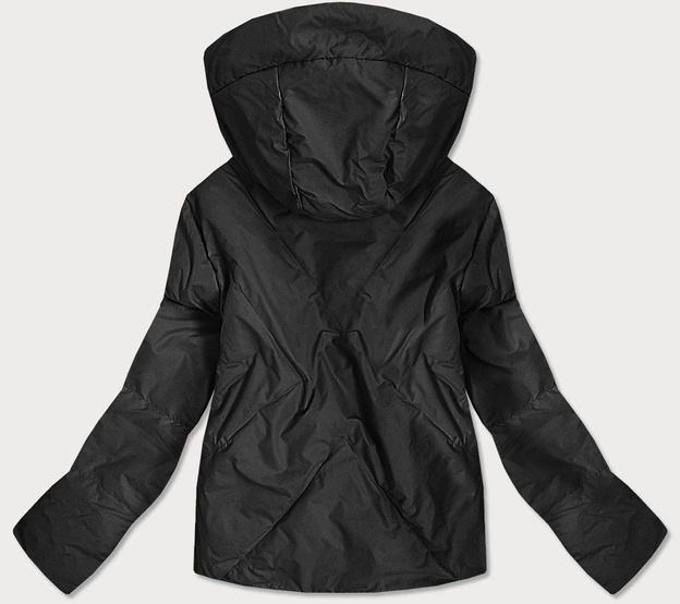 KRÓTKA ASYMETRYCZNA KURTKA DAMSKA CZARNA (0955#)